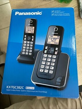 Panasonic - KX-TGC382C DECT 6.0 Expandable Cordless Phone System - Black